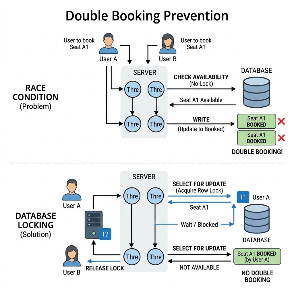 การป้องกัน Double Booking ด้วย Database Locking