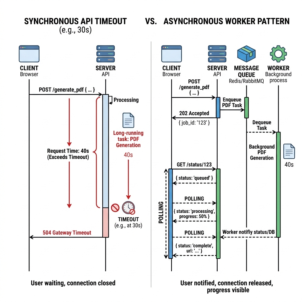 การประมวลผลงานแบบ Synchronous vs Asynchronous Worker