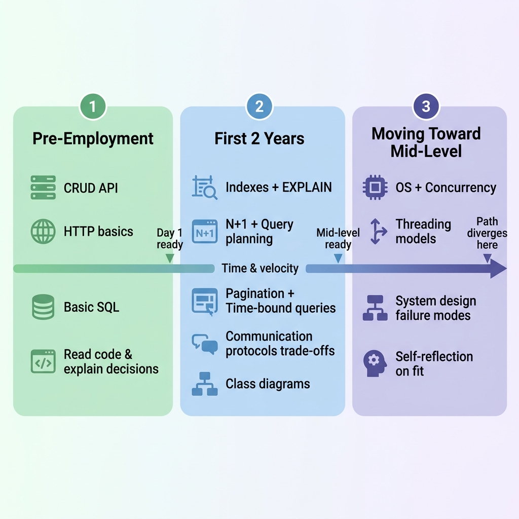 Study path roadmap from pre-employment to mid-level